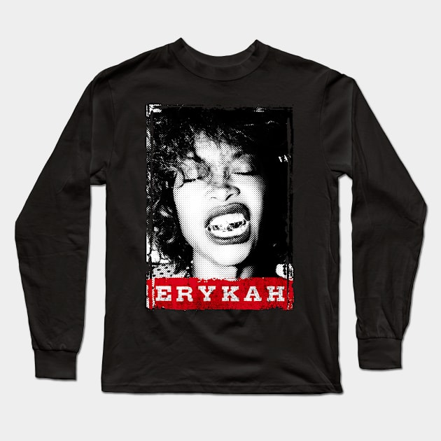 Erykah Badu - Vintage Halftone Long Sleeve T-Shirt by Mr.FansArt